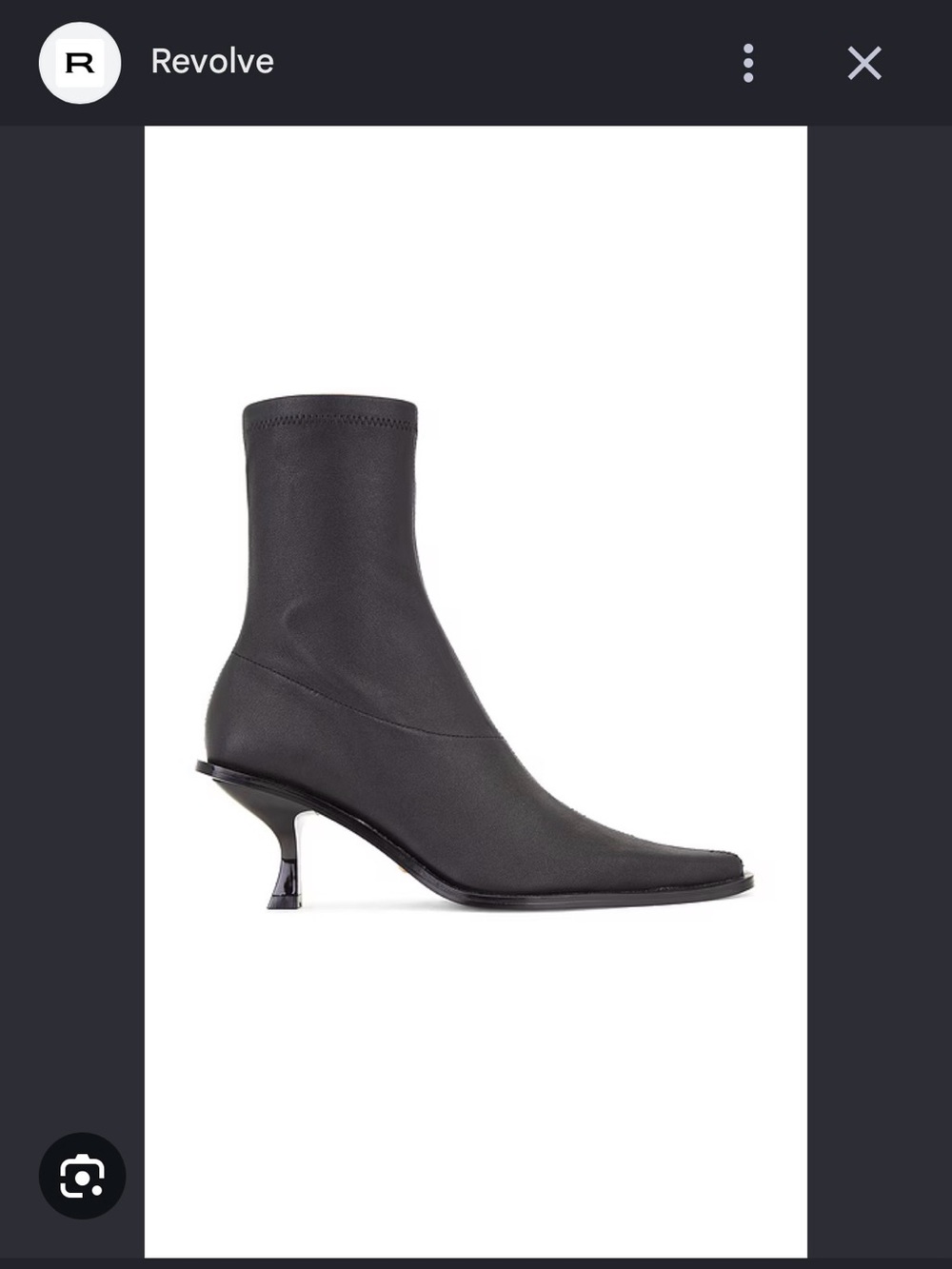REVOLVE Black Stretch Sock Bootie with Sculpted Kitten Heel. Raye Thea Bootie